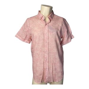 Robert Graham Mens Button Up Pink/White Size M Reid Tailored Fit Short Sleeve